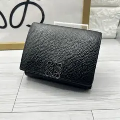 【LOEWE】　ロエベ　アナグラム　トライフォールド　三つ折り財布　黒