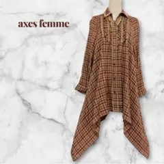 【axes femme】ヨークレースイレヘム　チェック柄 チュニック　ワンピース