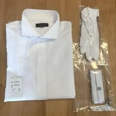 ウイングカラーシャツ 首回り 38 アームバンド　カフス 白手袋