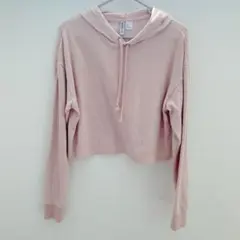 H&M DIVIDED ピンク クロップドフーディ S