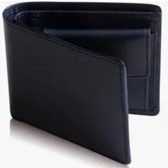 【新品】二つ折り財布 ネイビー メンズ 本革 栃木レザー