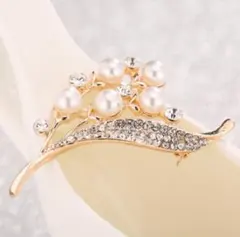 パールブローチ ブーケ風 フラワー ピンクゴールド フォーマル ブライダル