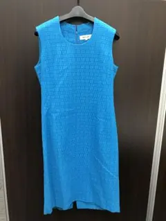 【美品】ピエール・カルダン ノースリーブワンピース ブルー 9号のサムネイル