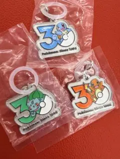ポケモン30周年 メタルチャームマスコット めじるしアクセサリー　3点セット