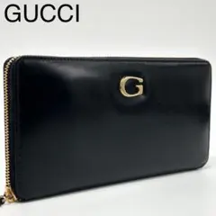 グッチ アーカイブ 80s ヴィンテージ ラウンドファスナー 長財布 レザー