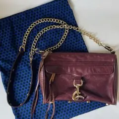 【REBECCAMIKOFF】ショルダーバッグ　レザー　チェーン　パープル