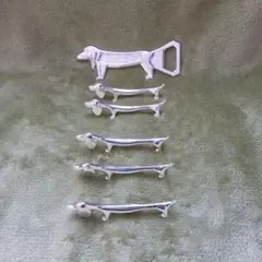 ダックスフント　カトラリーレスト　箸置き　5点栓抜き1つ　箱付き　銀色