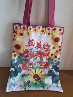 くまのがっこう　ひまわりまつり フラットトートバッグのサムネイル