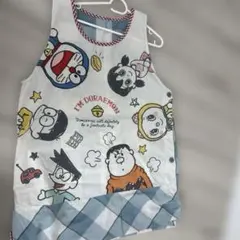 ドラえもん エプロン チェック柄 ポケット付き