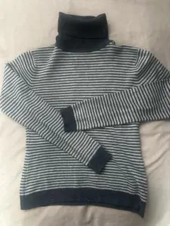 ストライプタートルネックニット