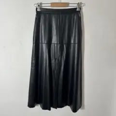 レザー ロングスカート ブラック