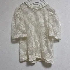 韓国　レース　シアー　トップス　ブラウス　SANSeLF pocher