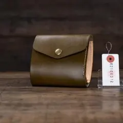オリーブグリーン メンズ 牛革 本革 財布 折り財布 二つ折り 三つ折り 緑