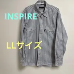 INSPIRE 長袖シャツ ストライプ柄 コットン100% LLサイズのサムネイル