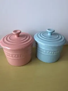 LE CREUSET ピンク ブルー 蓋付き容器 2個セット