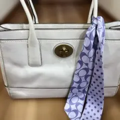 COACH ホワイト トートバッグ スカーフ付き