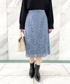 プロポーションボディドレッシング　フラワーレースタイトスカート ブルーのサムネイル