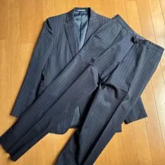 ネイビー ストライプ ビジネススーツ　セット　送料無料