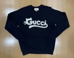 【希少】GUCCI クリスタル キャット ロゴ スウェット 紺 XS（L相当）のサムネイル