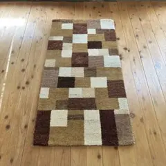 手織りギャッベ 玄関マット 55×38cm｜ペルシャ伝統柄「獅子と太陽」絨毯 手織りギャッベ 玄関マット 55×38cm｜ペルシャ伝統柄「獅子と太陽