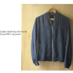 zara man 麻100％ zip ジャケット ボンバー