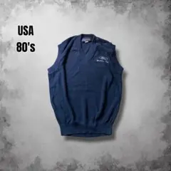80s USA製 FORD ヴィンテージＶネックベスト 企業スウェット ネイビー
