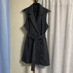 グレイル　ベルト付きツイードミニワンピース　ブラックLサイズ