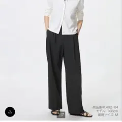 ユニクロ　タックワイドパンツ / ブラックSサイズ