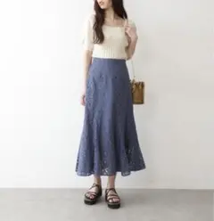 フリーズマート 三角マチレースマーメイドスカート ブルー Sサイズ