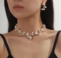 ピアス　ネックレス 2点セット　ブライダル　ウェディングアクセサリー　結婚式