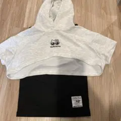 Hello Kitty フード付きパーカーグレー/タンクトップブラック