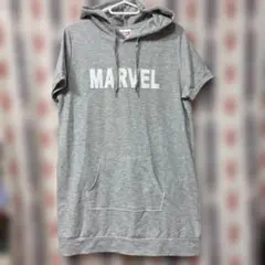 MARVEL 半袖フードパーカー グレー Lサイズ　新品のサムネイル