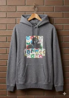 【美品】XLARGE エクストララージ パーカー グレー ゴリラ Lサイズ
