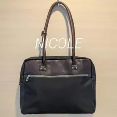 NICOLE ビジネスバッグ ナイロン × レザー ブラウン 肩がけ可 A4可のサムネイル