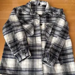 チェック柄 ロングコート　シャツジャケット