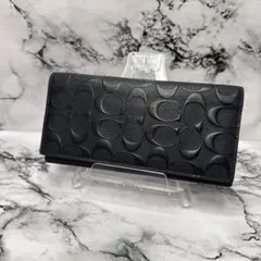 (美品)大人気、コーチ、長財布、エンボス加工、シグネチャー、人気色、黒シグ、兼用