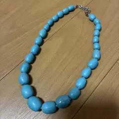 水色 石　ビーズネックレス 調整可能　レトロ