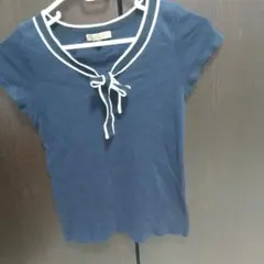 PROPORTION ネイビー VネックTシャツ 3 リボン　L コットン
