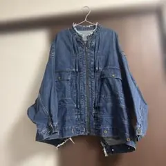オーバーサイズ デニムジャケット　2way ボタン　チャック