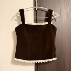 andmary Velour frill tops brown - メルカリ