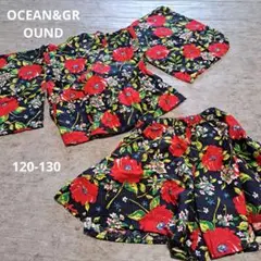 OCEAN&GROUND ネイビー浴衣 甚平120〜130cm　セットアップ