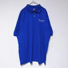 ヘインズ ポロシャツ 襟 リブ ワンポイント 青 綿ポリ デイリー Lのサムネイル
