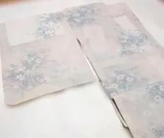 西陣　しょうざん　生紬　付け下げ小紋　橋　萩　クレマチス　証紙無し　少々難有り 西陣 しょうざん 生紬 付け下げ小紋 橋 萩 クレマチス 証紙無し 少々難
