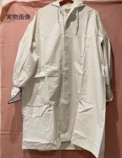 レディース レインウェア ホワイト L レインコート 雨具 かっぱ つば付き 白