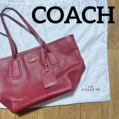 COACH コーチ ロゴ タクシー トートバッグ レッド レザー 33915 - メルカリ