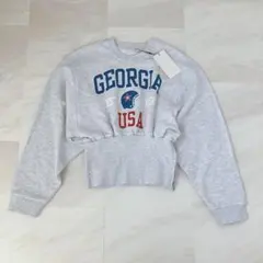 新品未使用 ZARA 完売品　ジッパー付きテキストブラッシュ地スウェットシャツ