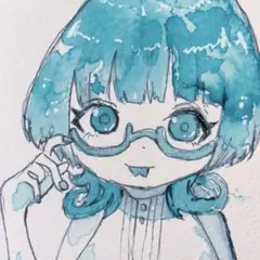 Ｎｏ．56 オリジナル手描き原画イラスト「きらめく青に包まれて」