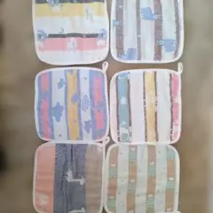 ループ付タオル　6枚セット　ハンカチ　タオル　保育園　幼稚園