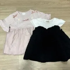 【値下げ】Tシャツワンピース　110cm プティマイン&si•shu・non