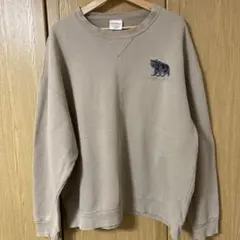 クマ刺繍 ベージュ スウェット XL